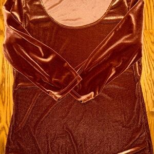 Boston Proper Velvet Top in Warm Rust